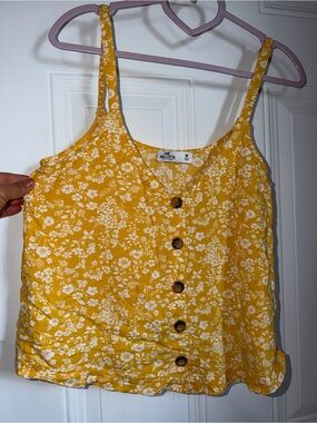 Hollister Yellow Floral Button-Front Cami